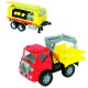 Машинка грузовик пожарный с металлической кабиной, прицепом-помпой с открывающимися люками и инерционным механизмом