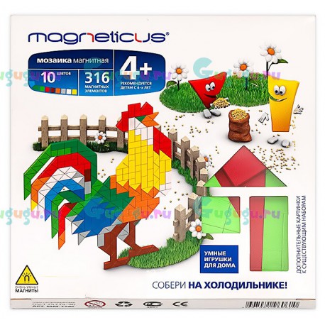Магнитная мозаика конструктор MAGNETICUS: Ферма (316 элемента, 10 цветов). Купить конструктор с доставкой по России