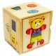 Развивающая деревянная игрушка кубик-сортер Мишка с 12 яркими цветными фигурками пронумерованными от 1 до 12-ти