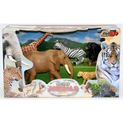 Набор фигурок Дикие животные: Слон, Жираф, Зебра, Шимпанзе и Гепард